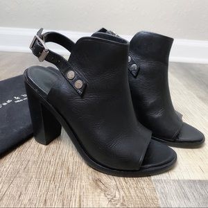 Rag & Bone Wyatt Slingback Open-Toe Bootie, Black